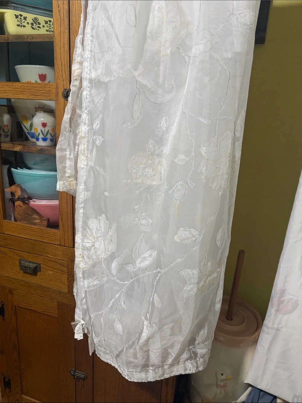 Vintage sheer floral gold outline Cottagecore bathroom shower curtain